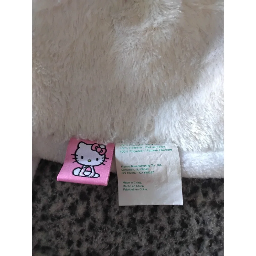 Sanrio Hello Kitty Faux Fur Trapper Hat White Pink Bow Earflap Winter Cap Kids